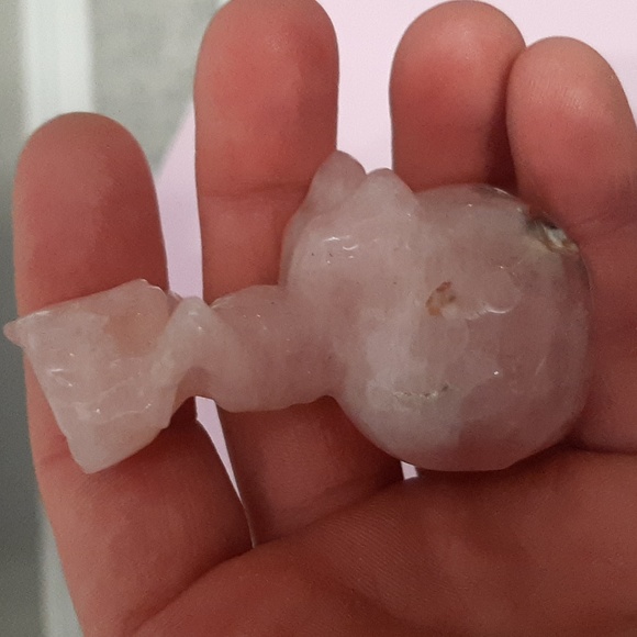 Rose quartz Groot sitting on a rock - Picture 4 of 6